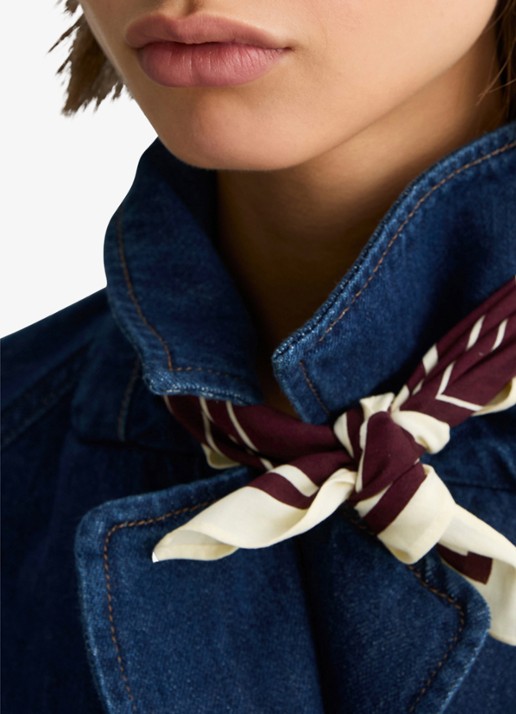 Marc O'Polo Denim Sjaal met logoprint - detail donkerrood