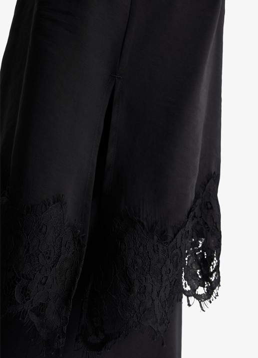 Marc O'Polo Denim Spaghetti top met asymmetrische zoom  - detail 4 zwart