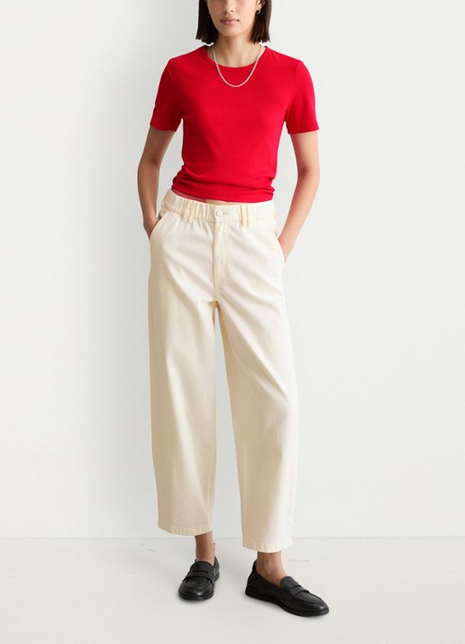 Marc O'Polo Denim Straight fit cropped jeans met gekleurde wassing - voorkant 3 beige