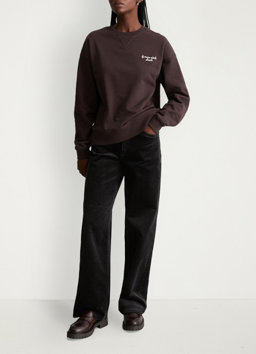 Marc O'Polo Denim Sweater met front- en back print  - voorkant 4 bruin