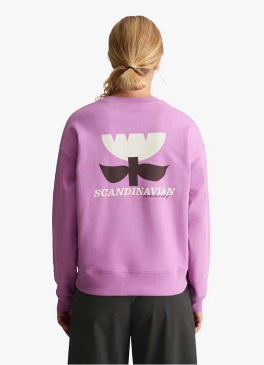 Marc O'Polo Denim Sweater met front- en back print  - achterkant 3 roze