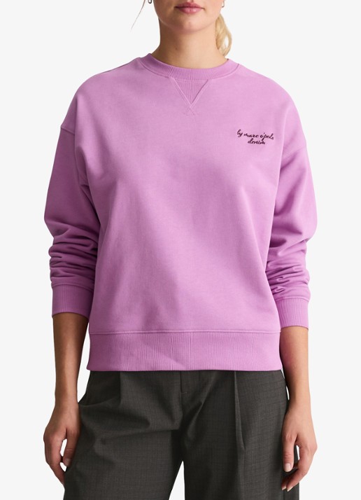 Marc O'Polo Denim Sweater met front- en back print  - detail roze