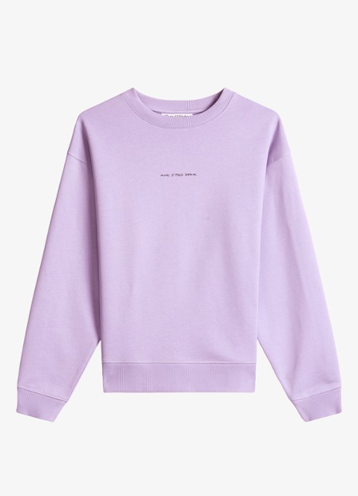 Marc O'Polo Denim Sweater met logo- en backprint - voorkant 3 paars