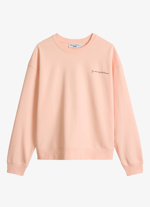 Marc O'Polo Denim Sweater met logo- en backprint - voorkant 2 zalmroze