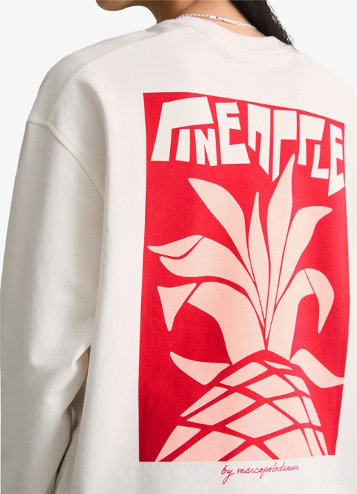 Marc O'Polo Denim Sweater met logo- en backprint - detail 3 beige