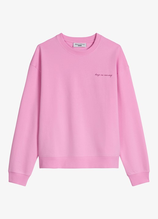 Marc O'Polo Denim Sweater met logo- en backprint - voorkant 4 pale bubblegum/8205