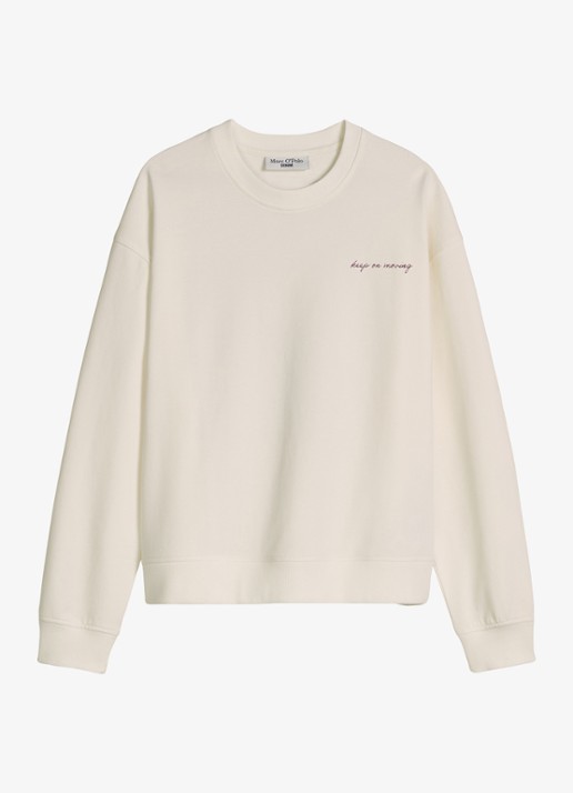 Marc O'Polo Denim Sweater met logo- en backprint - voorkant 2 silky white/1183