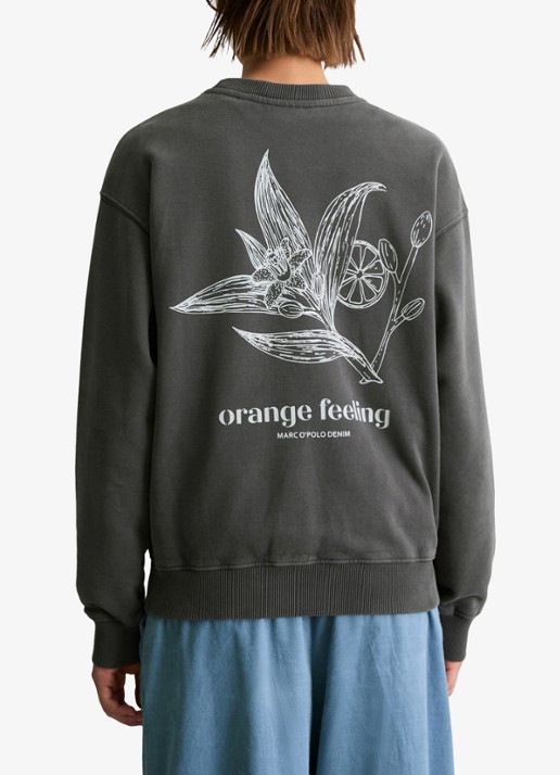 Marc O'Polo Denim Sweater met logo-en backprint - achterkant 5 middengrijs