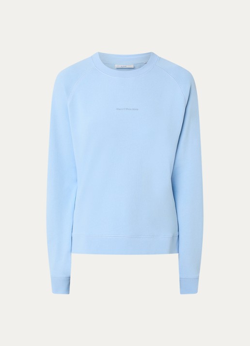 Marc O'Polo Denim Sweater met logo - voorkant 3 lichtblauw