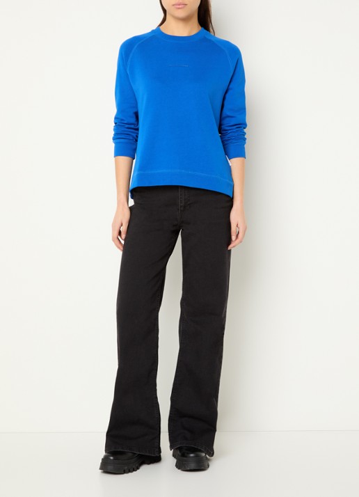 Marc O'Polo Denim Sweater met logo - voorkant 4 kobaltblauw