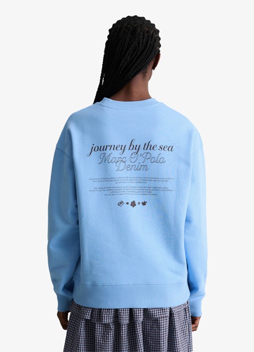 Marc O'Polo Denim Sweatershirt van katoen met logo en backprint - achterkant 3 medium blue 4840-4840 / blauw