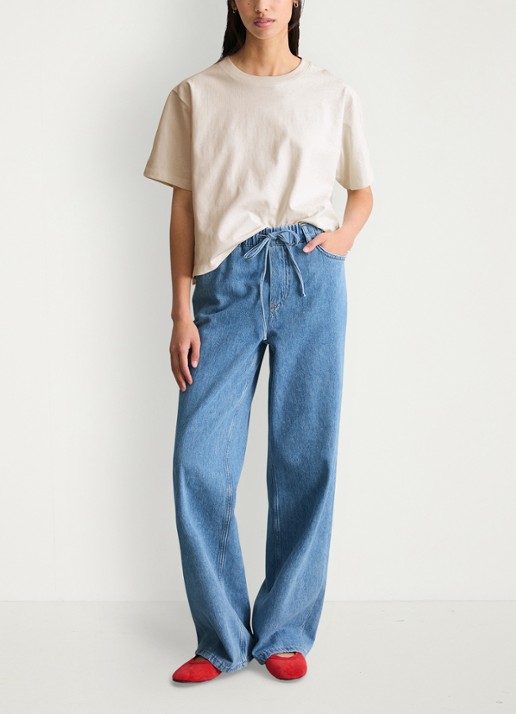 Marc O'Polo Denim T-shirt met borduring - voorkant 2 silky white-1183 / wit
