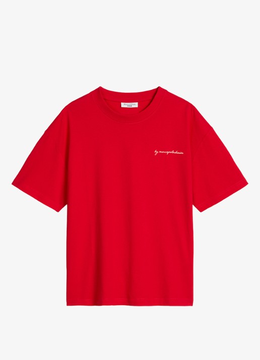 Marc O'Polo Denim T-shirt met logo- en backprint