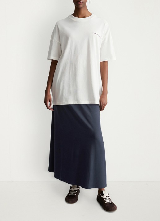 Marc O'Polo Denim T-shirt met logo- en backprint - voorkant 4 silky white/1183