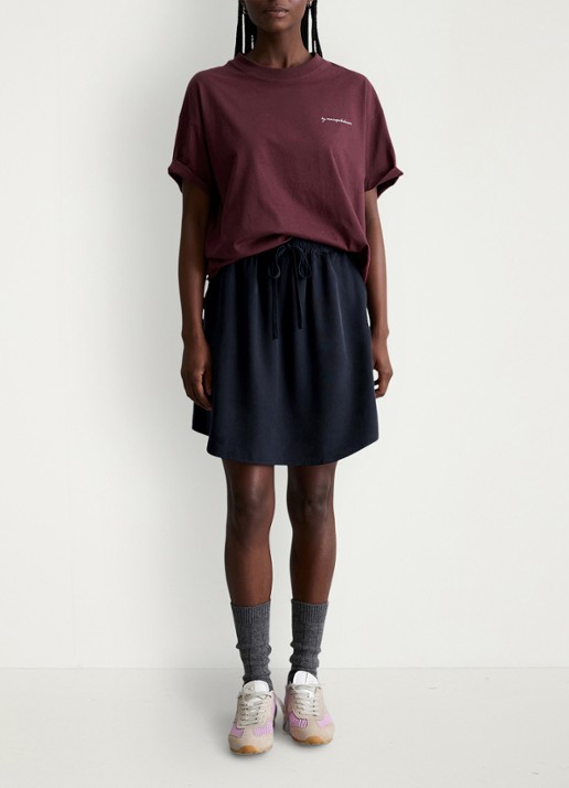 Marc O'Polo Denim T-shirt met logo- en backprint - voorkant 4 merlot red/6932