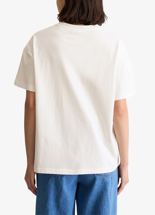 Marc O'Polo Denim T-shirt met logo en ronde hals  - achterkant wit