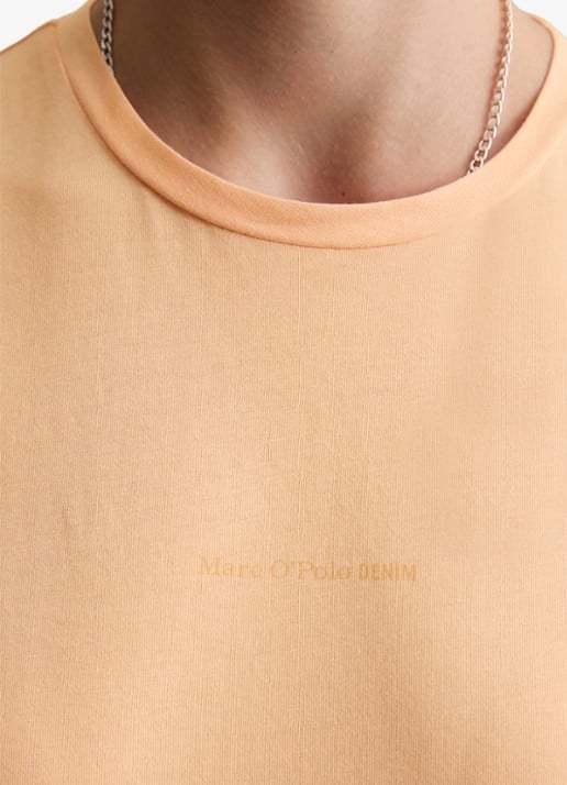 Marc O'Polo Denim T-shirt met logo - detail 5 abrikoos