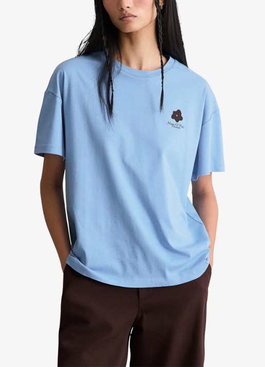 Marc O'Polo Denim T-shirt met logo - detail 3 medium blue 4840-4840 / blauw