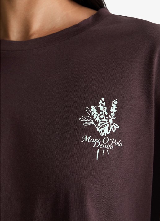 Marc O'Polo Denim T-shirt met logo - detail 2 burnt aubergine-6929 / paars