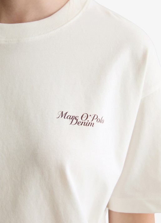 Marc O'Polo Denim T-shirt met logo - detail 2 silky white-1183 / wit
