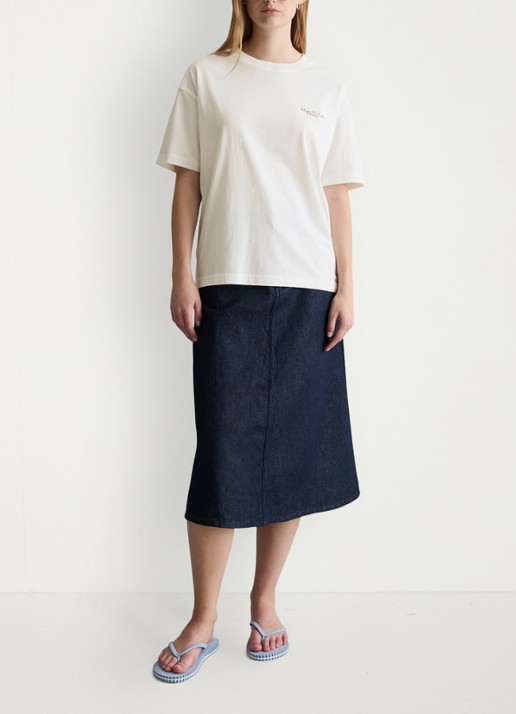 Marc O'Polo Denim T-shirt met logo - voorkant 4 silky white-1183 / wit