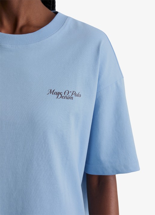 Marc O'Polo Denim T-shirt met logo - detail 4 medium blue 4840-4840 / blauw