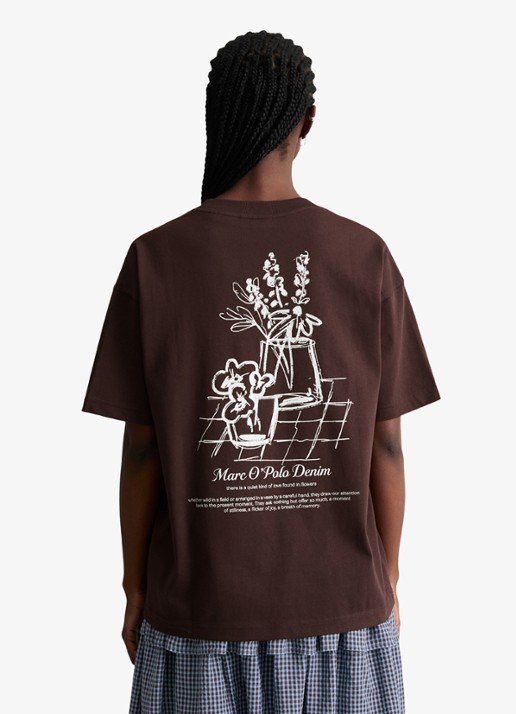 Marc O'Polo Denim T-shirt met logo - achterkant 5 burnt aubergine-6929 / paars
