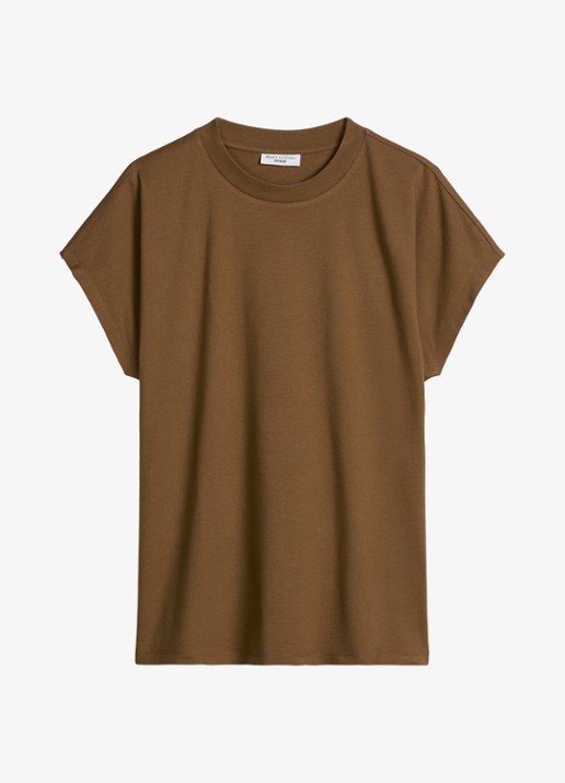 Marc O'Polo Denim T-shirt met ronde hals - voorkant 2 umbra brown-1624 / bruin