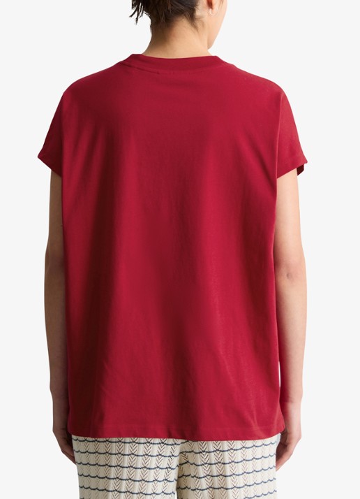 Marc O'Polo Denim T-shirt met ronde hals - achterkant 5 vivid cherry-6882 / rood