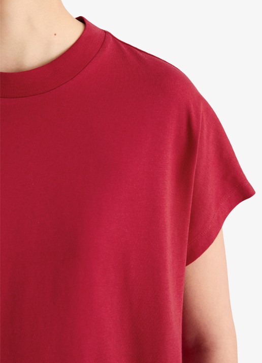 Marc O'Polo Denim T-shirt met ronde hals - detail 2 vivid cherry-6882 / rood