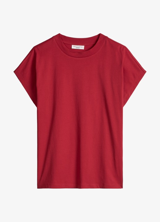 Marc O'Polo Denim T-shirt met ronde hals - voorkant 3 vivid cherry-6882 / rood