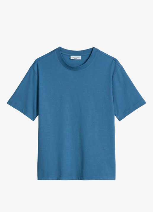 Marc O'Polo Denim T-shirt met ronde hals - voorkant medium blue 4671-4671 / blauw