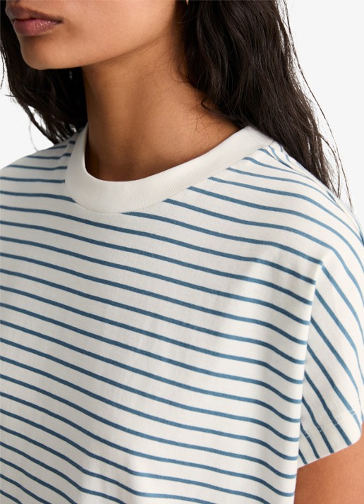 Marc O'Polo Denim T-shirt met streepprint - detail 5 blauw