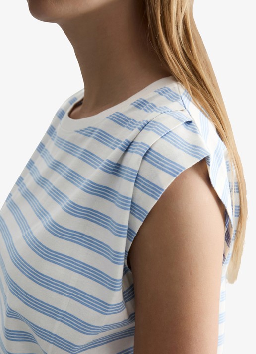 Marc O'Polo Denim T-shirt met streepprint - detail 4 offwhite_multi_06-1262 / wit