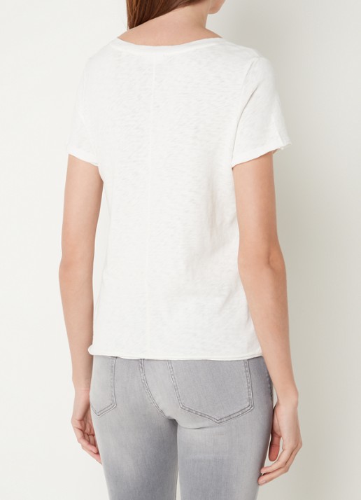 Marc O'Polo Denim T-shirt met V-hals - achterkant 2 gebroken wit