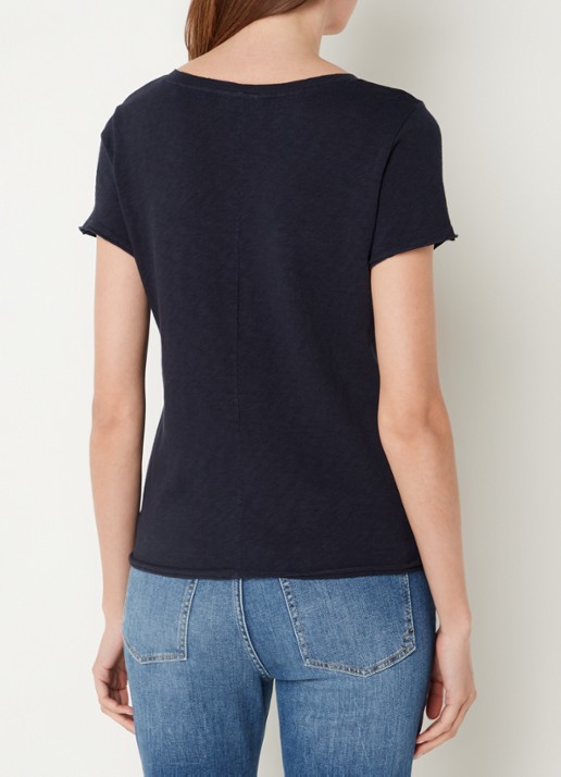 Marc O'Polo Denim T-shirt met V-hals - achterkant 4 blauw