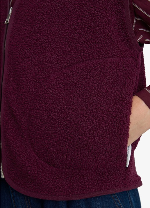 Marc O'Polo Denim Vest van teddy - detail 4 bordeauxrood