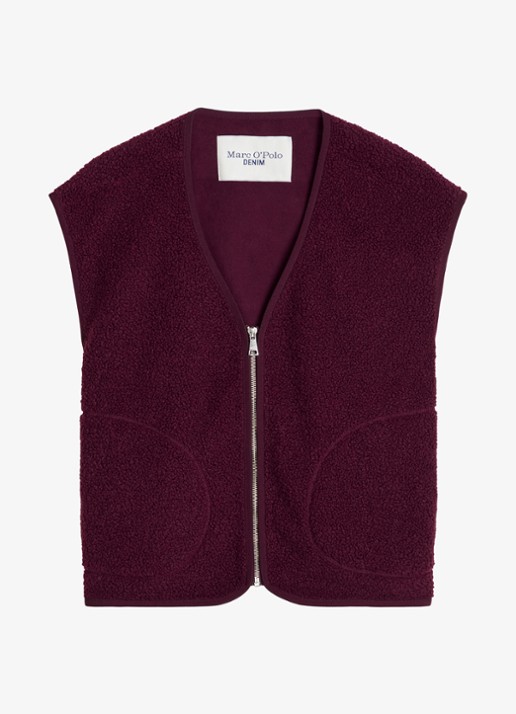 Marc O'Polo Denim Vest van teddy - voorkant bordeauxrood
