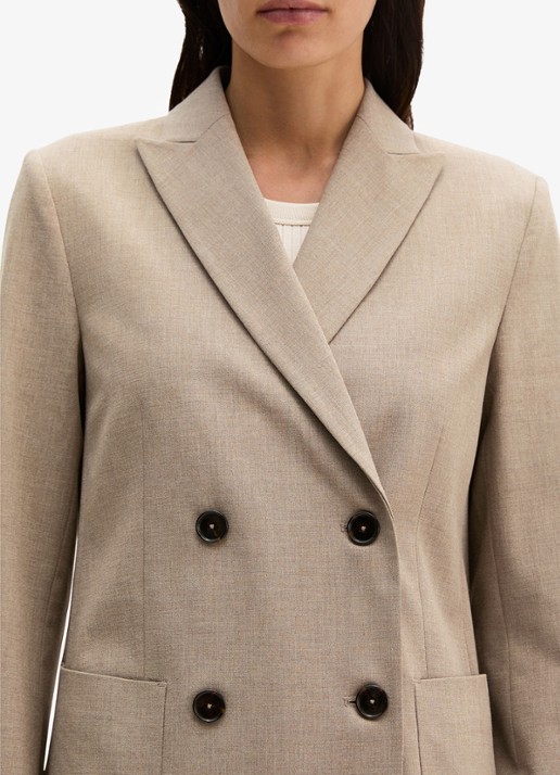 Marc O'Polo Double-breasted blazer in wolblend met opgestikte zakken  - detail 5 bruin