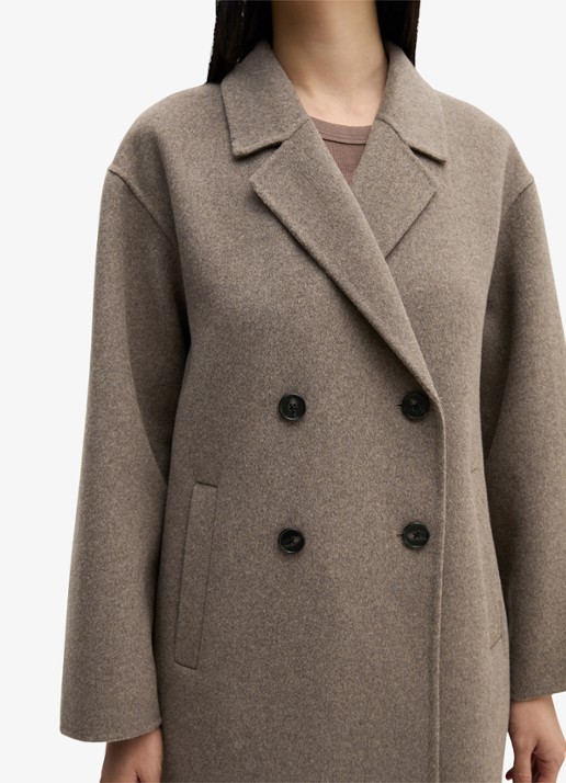 Marc O'Polo Double-breasted mantel in wolblend met steekzakken - detail 2 taupe