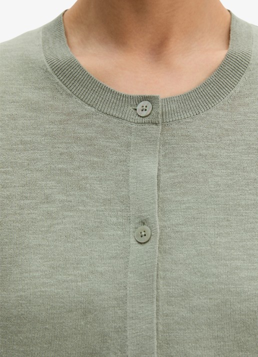 Marc O'Polo Fijngebreid vest in katoenblend - detail 5 lindegroen