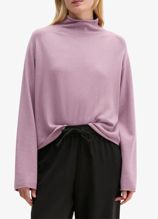 Marc O'Polo Fijngebreide coltrui in wolblend - detail roze