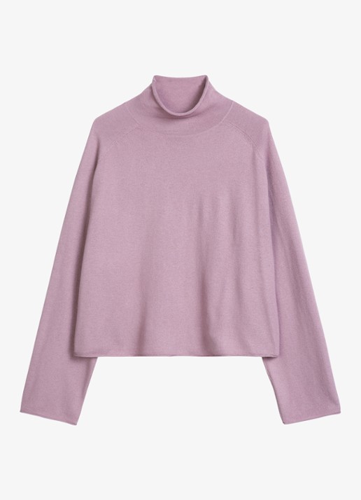 Marc O'Polo Fijngebreide coltrui in wolblend - voorkant 4 roze