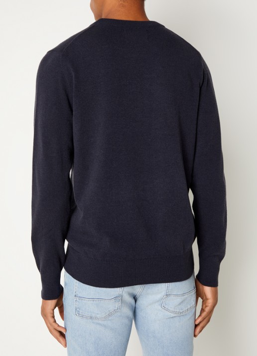 Marc O'Polo Fijngebreide pullover in scheerwolblend - achterkant 5 blauw