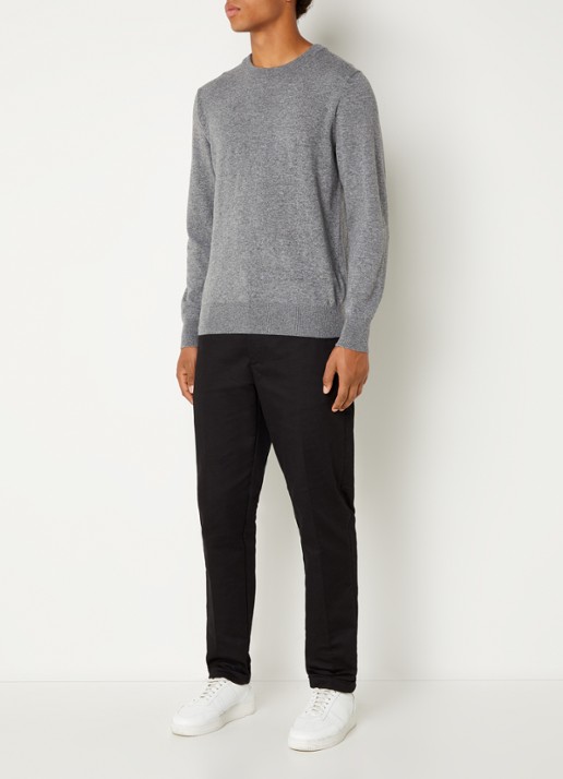 Marc O'Polo Fijngebreide pullover in scheerwolblend - voorkant 5 grijs