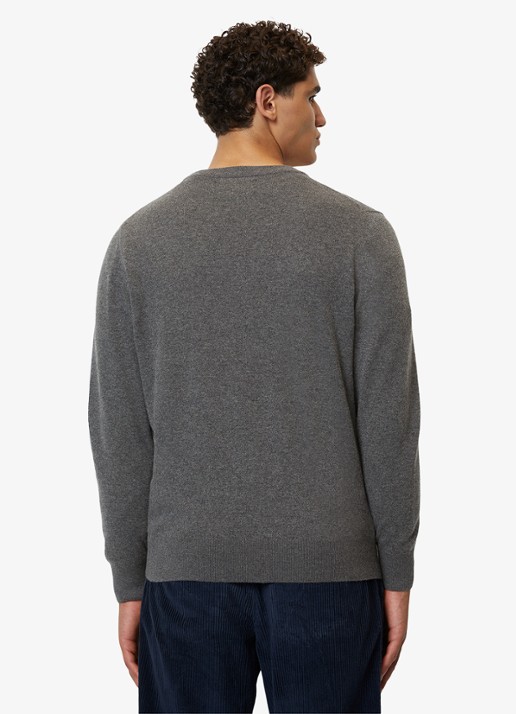 Marc O'Polo Fijngebreide pullover in scheerwolblend - achterkant 2 grijsmele