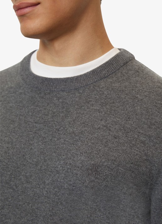 Marc O'Polo Fijngebreide pullover in scheerwolblend - detail 8 grijsmele
