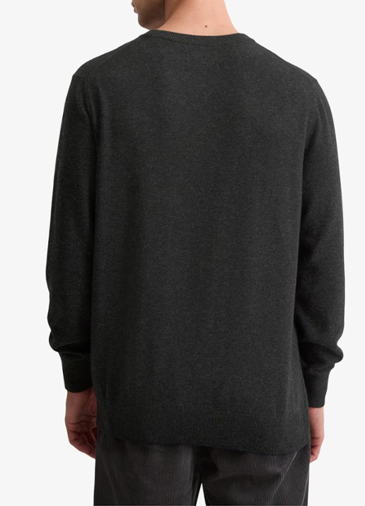 Marc O'Polo Fijngebreide pullover in scheerwolblend - achterkant 3 donkergrijs