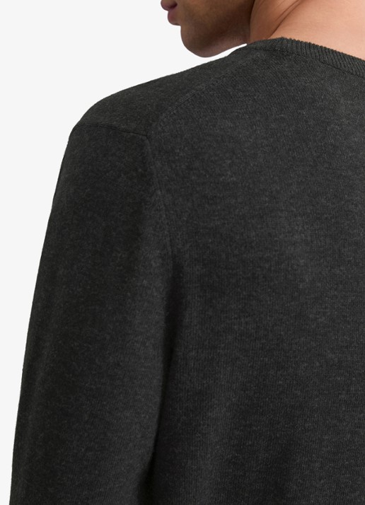 Marc O'Polo Fijngebreide pullover in scheerwolblend - detail 5 donkergrijs