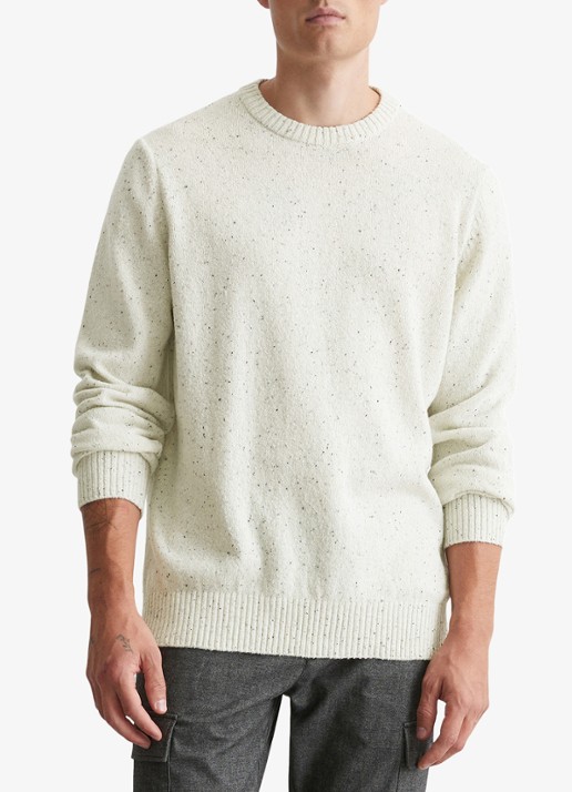 Marc O'Polo Fijngebreide pullover in wolblend met gemêleerd dessin - voorkant 2 wit